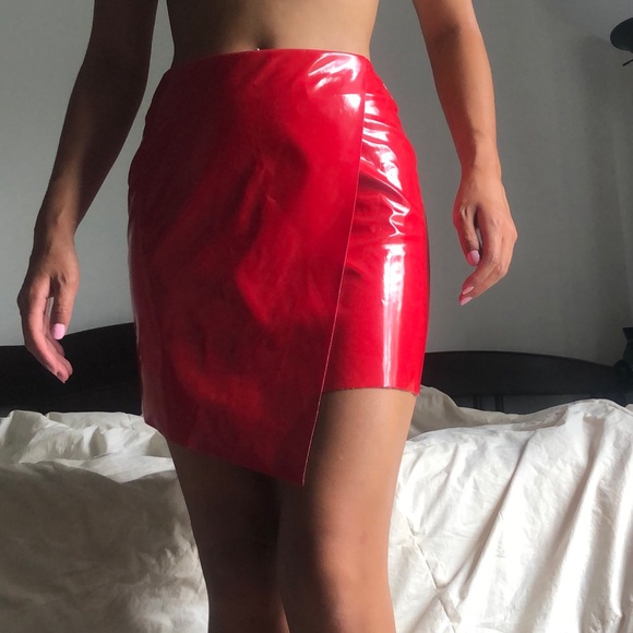 Dresses & Skirts - SOLD Red vinyl pencil skirt